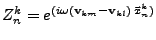 $Z_n^k = e^{(i \omega (\mathbf{v}_{km}-\mathbf{v}_{kl}) \, \vec{x}_n^k )}$
