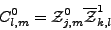 \begin{displaymath}
C^{0}_{l,m} = {{\mathcal{Z}}}_{j,m}^0 \overline{{{\mathcal{Z}}}}_{k,l}^1
\end{displaymath}