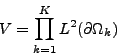 \begin{displaymath}
V = \prod_{k=1}^{K} L^2(\partial \Omega_k)
\end{displaymath}