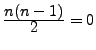 $\frac{\displaystyle n(n-1)}{\displaystyle 2}=0$