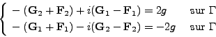 \begin{displaymath}%
\left\{
\null\,\vcenter{\openup\jot \let\\ =\@
\ialign{\st...
...athbf F}}_2) = -2g & \mbox{ sur } \Gamma \cr
\crcr}}\,
\right.
\end{displaymath}